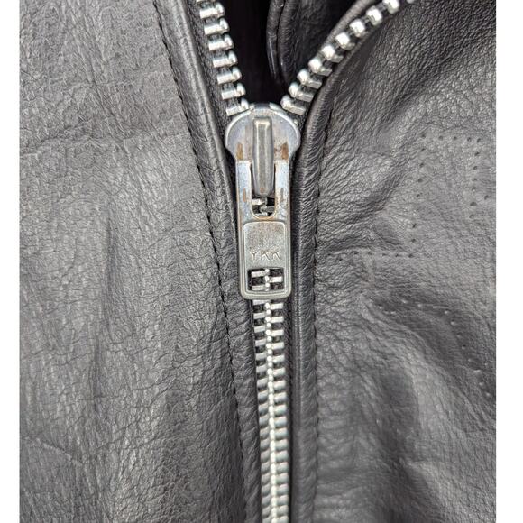 Vintage Distressed Black Leather Motorcycle Jacket YKK Zippers Size XL Biker - Picture 6 of 10